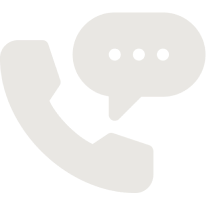 Icon of a phone handset with a speech bubble indicating a call or conversation.